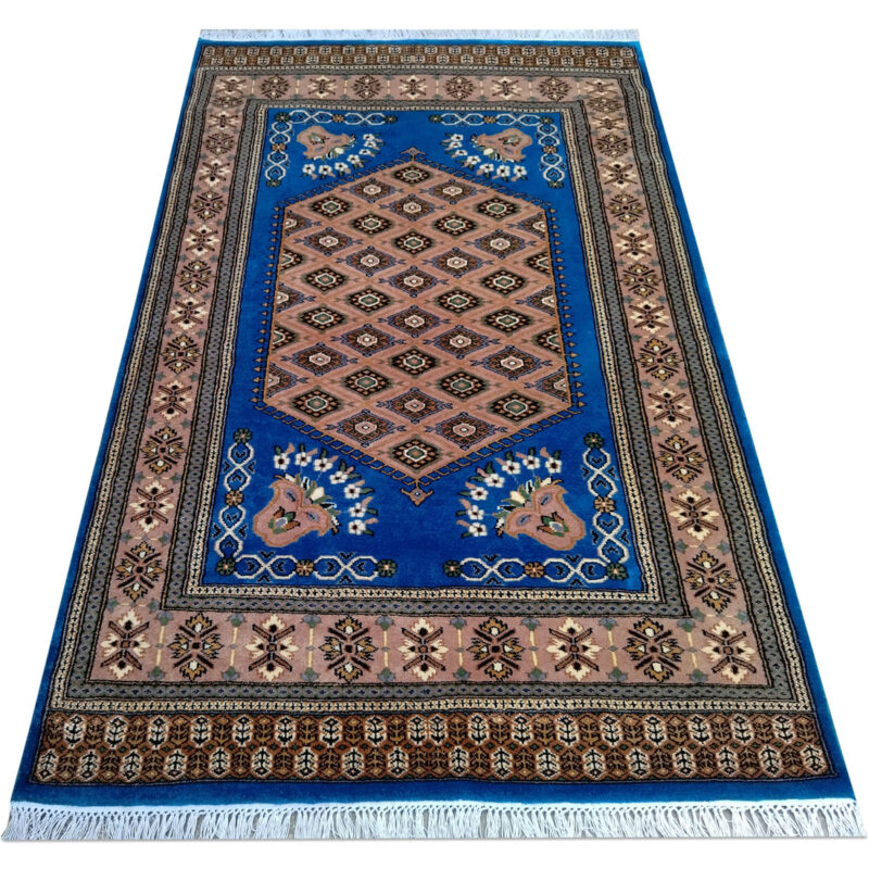 4×6 Feet Royal Blue Hand Knotted Prince Bukhara Wool Rug - Image 2
