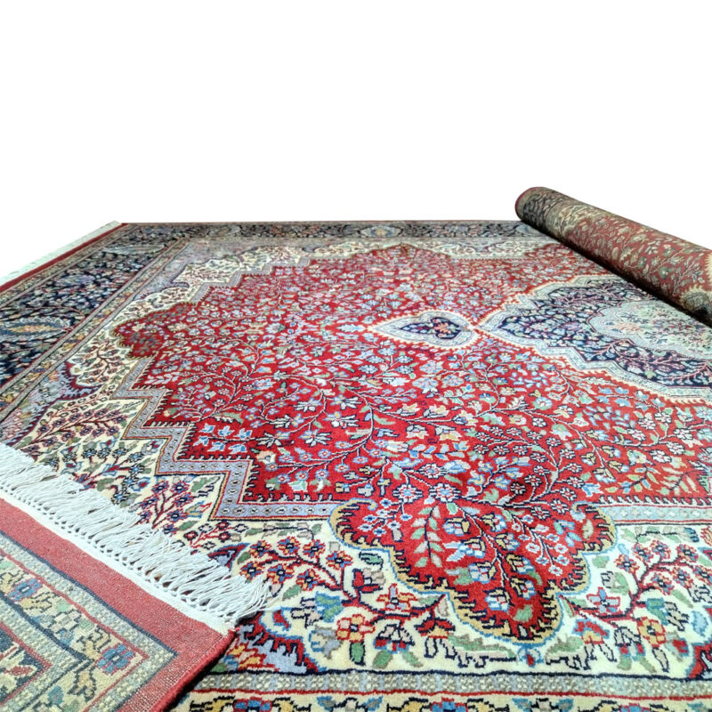 9x12 Feet Handmade Persian Wool Rug Red - Image 5