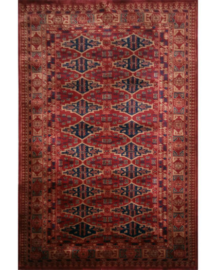 4×6 Feet Hand Knotted Red Wool Rug Bukhara