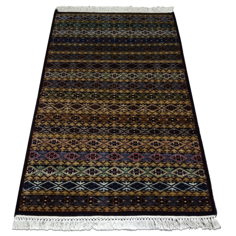 3×5 feet Black & Multi Hand Knotted Wool Rug Zanjeera - Image 3