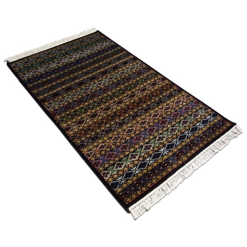 3×5 feet Black & Multi Hand Knotted Wool Rug Zanjeera - Image 6