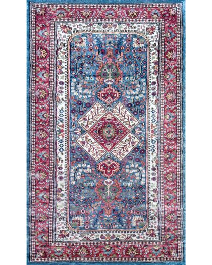 3x5 Feet Hand Knotted Art Silk Rug (Blue)