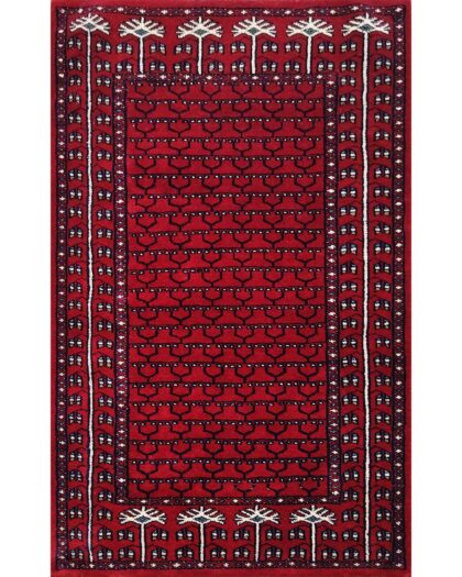 2.5x4 Feet Handmade Red Wool Rug Tribal
