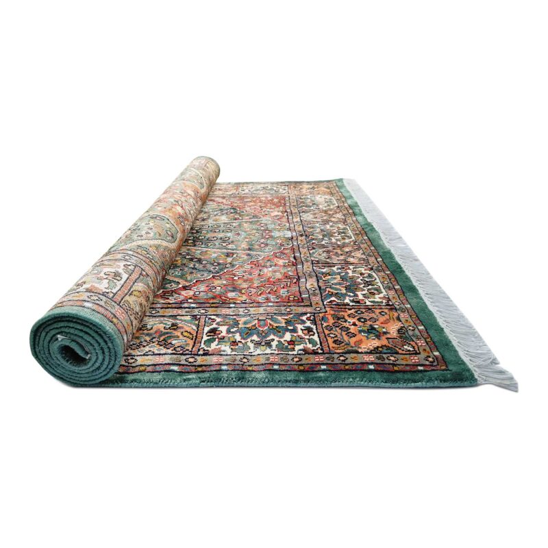 4x6 Feet Hand Knotted Blue Persian Art Silk Rug - Image 7