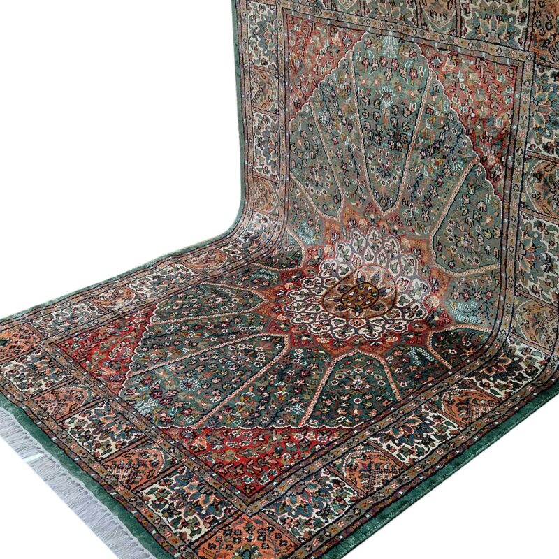 4x6 Feet Hand Knotted Blue Persian Art Silk Rug - Image 2