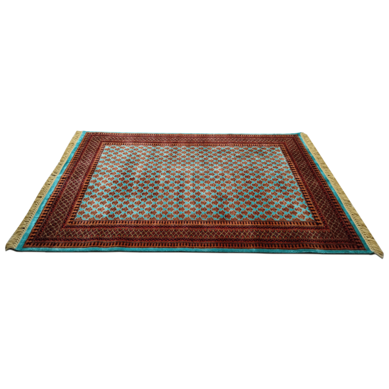 5x7 Feet Hand Knotted Wool Rug Turquoise - Image 2