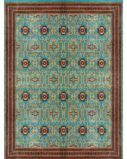 9x12 Ft Handmade Turquoise Wool Rug Palace