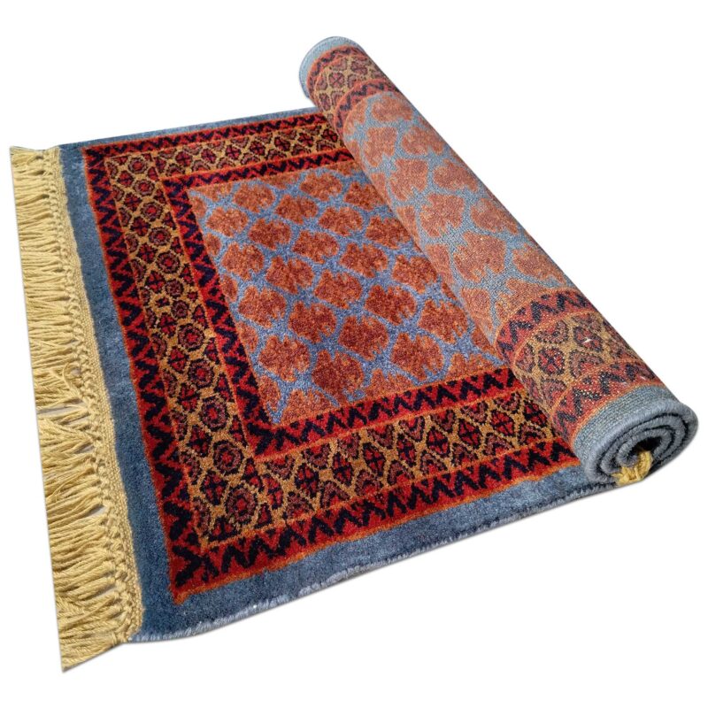 2x3 Feet Hand Knotted Wool Rug Blue Lichi - Image 5