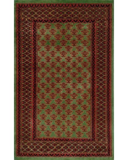 2.5x4 feet Hand Knotted Wool Rug Lichi Green