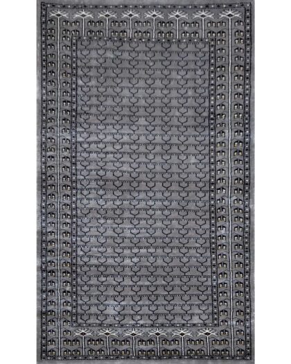 3x5 ft Hand Knotted Art Silk Gray Rug Parda