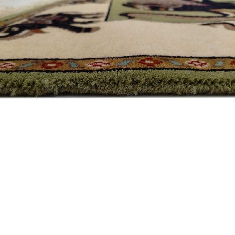 4x3 feet Hand Knotted Elephant Rug Green - Image 6
