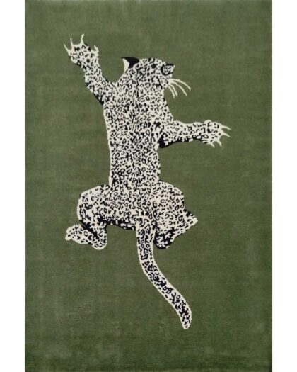 4x6 Feet Climbing Leopard Green Rug