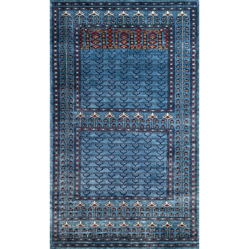 3x5 feet Hand Knotted Art Silk Rug Royal Gray Traditional Parda