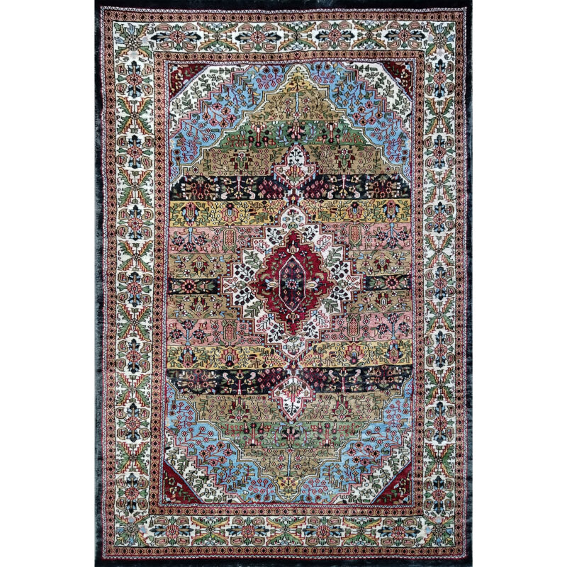 4x6 feet Hand Knotted Art Silk Rug Traditional Floral Shiny
