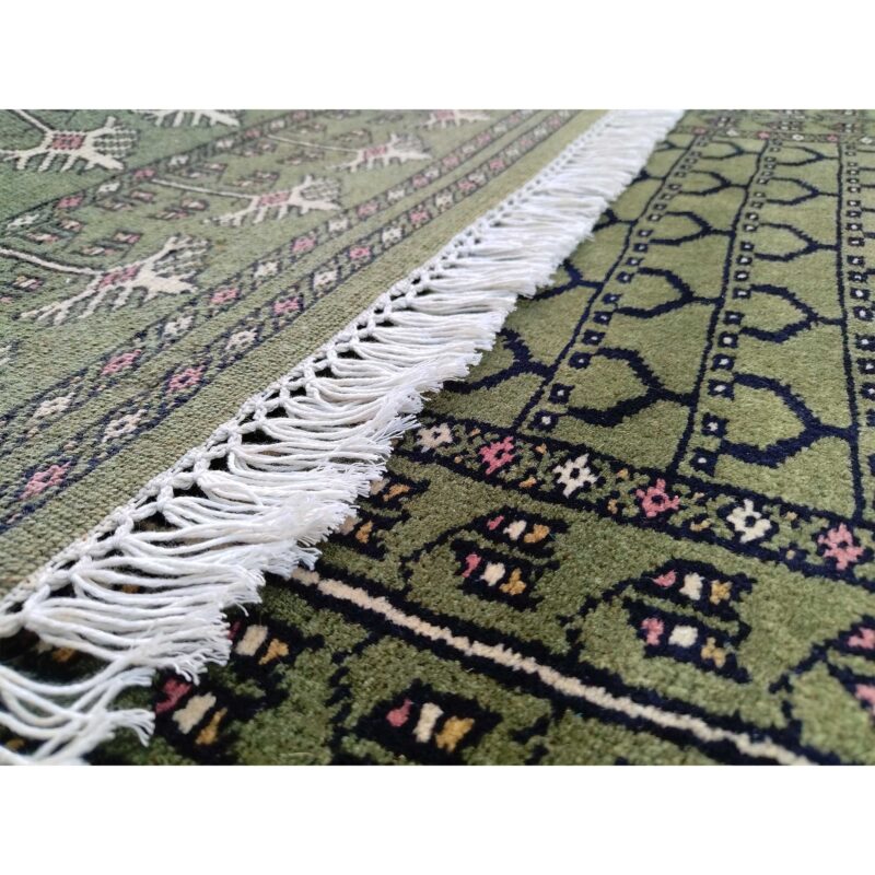 2.5x10 Feet Hand Knotted wool Rug Runner Green - Image 5