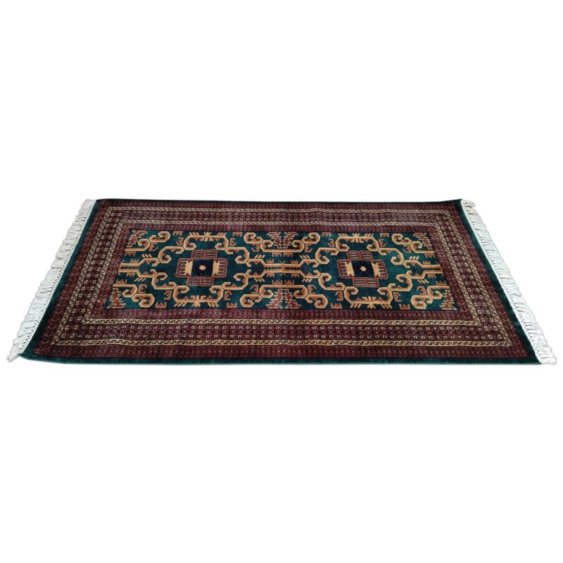 3x5 feet Hand Knotted Wool Rug Green Palace - Image 3