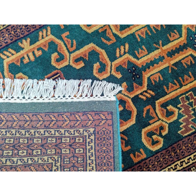 3x5 feet Hand Knotted Wool Rug Green Palace - Image 5