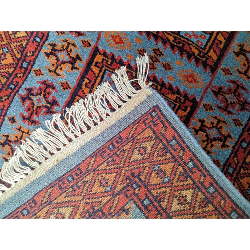 2x3 Feet Hand Knotted Blue Wool Rug Dubba - Image 3