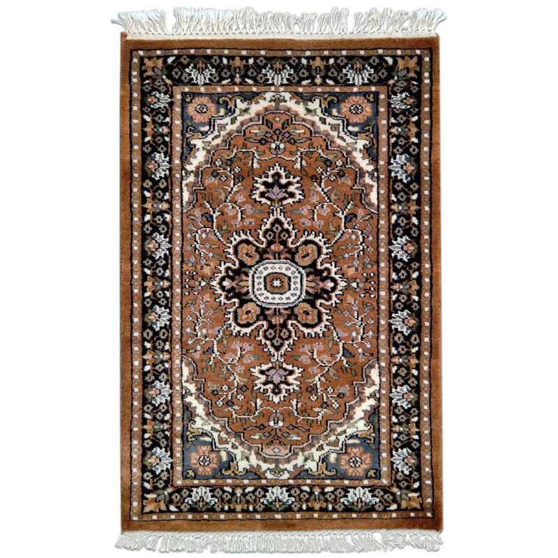2x3 Feet Hand Knotted Persian Wool Rug Copper
