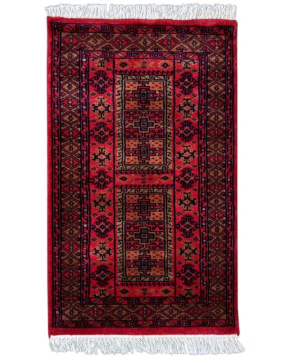 2x3 Feet Red Hand Knotted Wool Rug Dubba