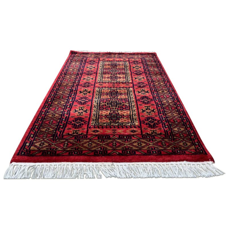 2x3 Feet Red Hand Knotted Wool Rug Dubba - Image 4