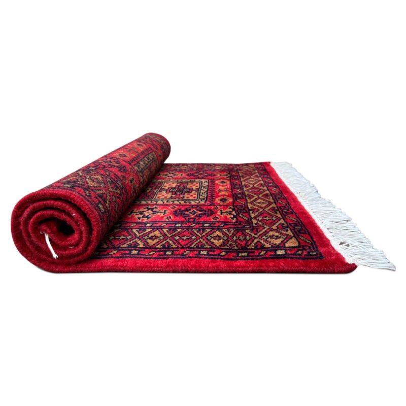 2x3 Feet Red Hand Knotted Wool Rug Dubba - Image 5