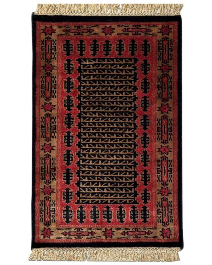 2x3 Feet Black Hand Knotted Wool Rug Kanta