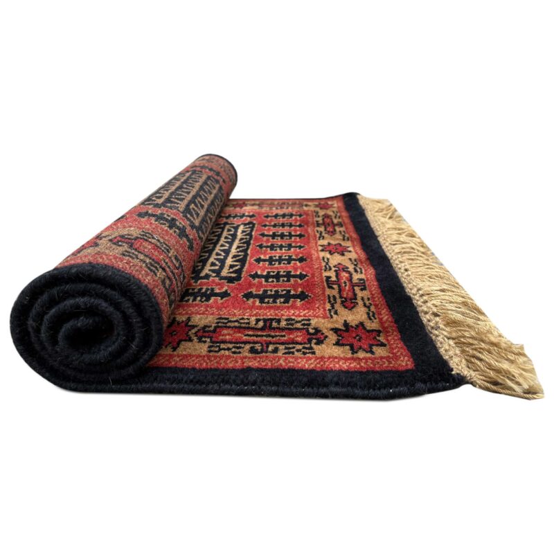 2x3 Feet Black Hand Knotted Wool Rug Kanta - Image 5