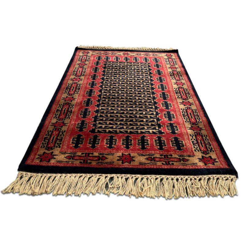 2x3 Feet Black Hand Knotted Wool Rug Kanta - Image 4