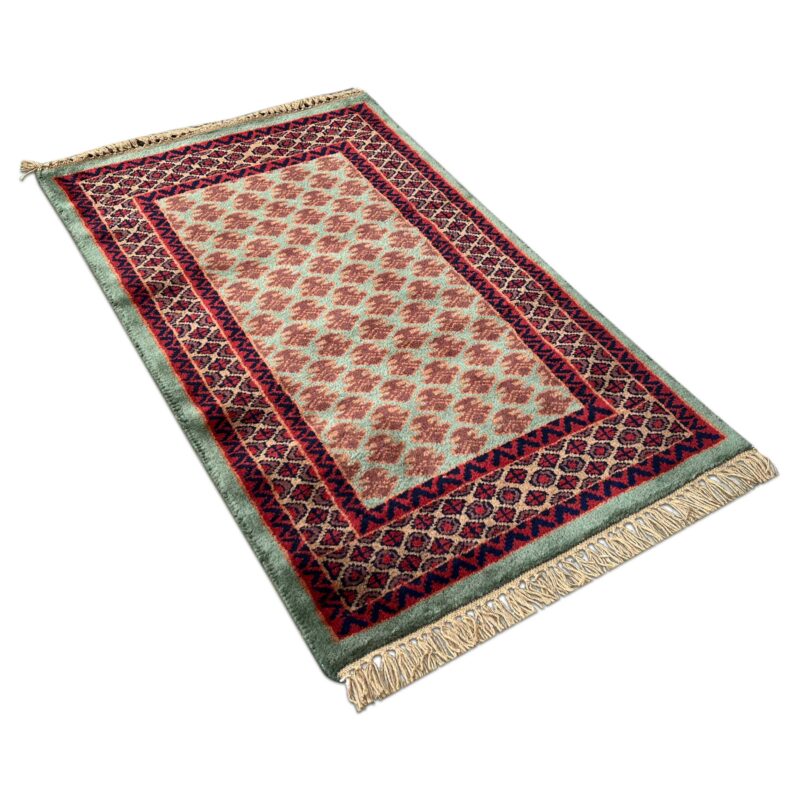 2x3 Feet Green Hand Knotted Wool Rug Lichi - Image 4
