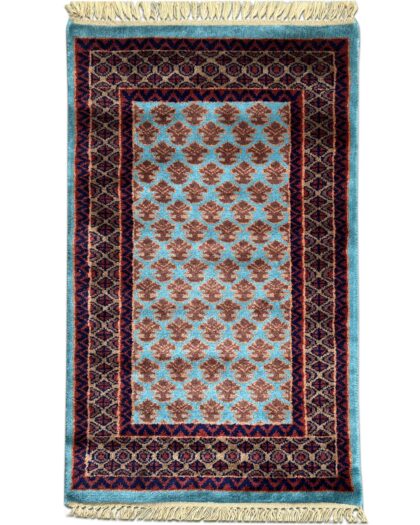 2x3 Feet Turquoise Hand Knotted Wool Rug Lichi