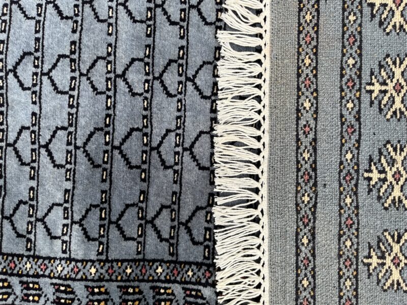 2x6 Feet Gray Hand Knotted Wool Rug Parda - Image 5
