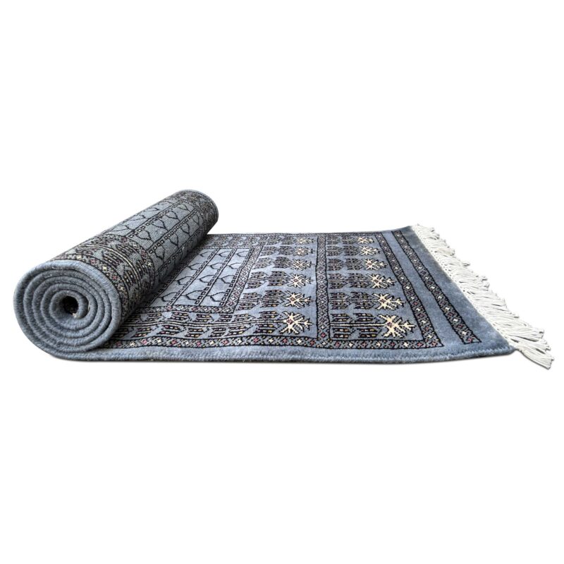 2x6 Feet Gray Hand Knotted Wool Rug Parda - Image 6
