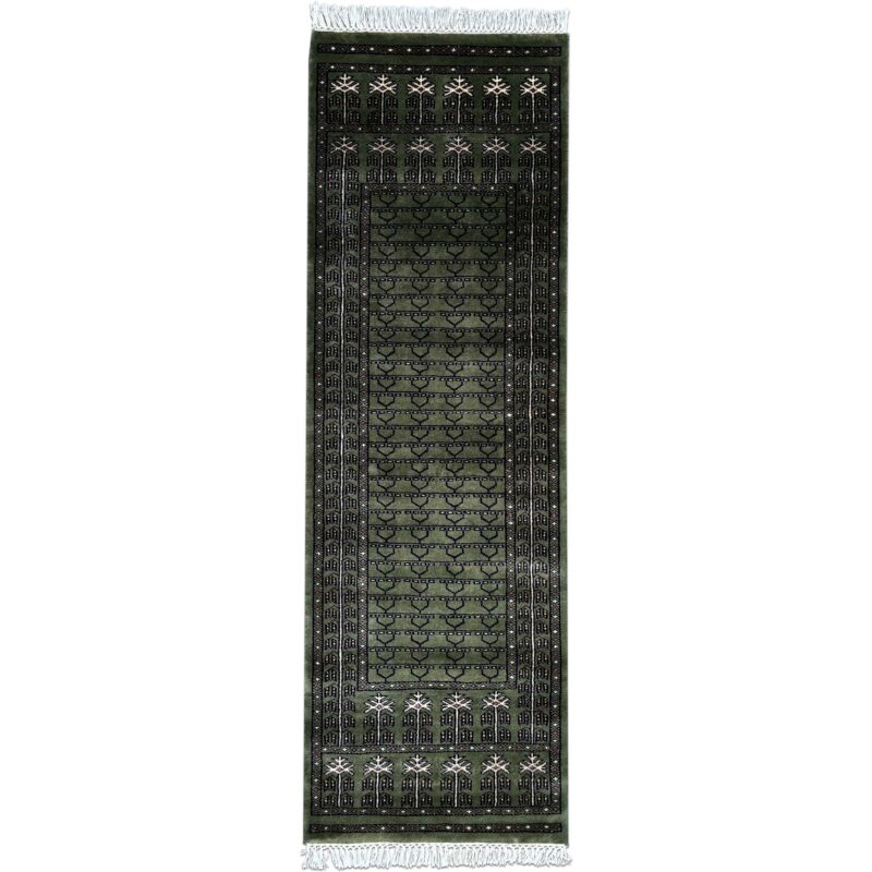 2x6 Feet Green Hand Knotted Wool Rug Parda