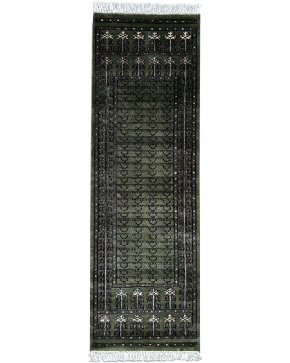 2x6 Feet Green Hand Knotted Wool Rug Parda