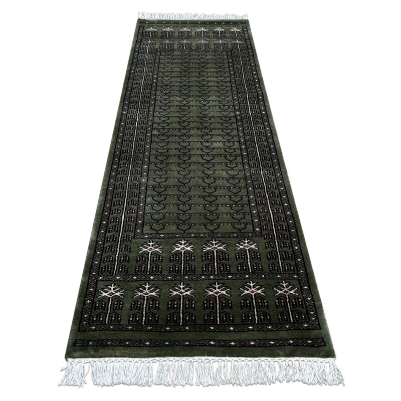 2x6 Feet Green Hand Knotted Wool Rug Parda - Image 3