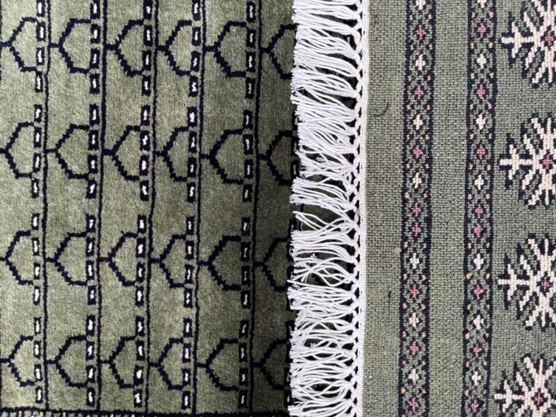 2x6 Feet Green Hand Knotted Wool Rug Parda - Image 5