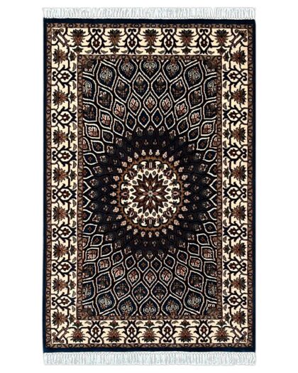 4x6 Feet Hand Knotted Wool Rug Gumbad (Blue)