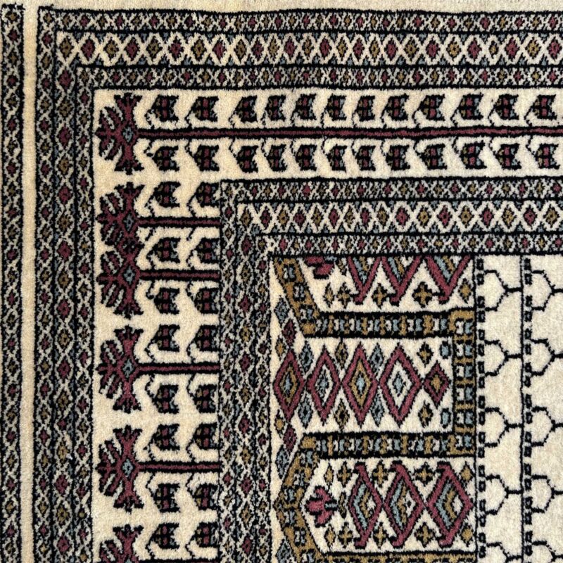 4x6 Feet White Hand Knotted Wool Rug Parda - Image 5