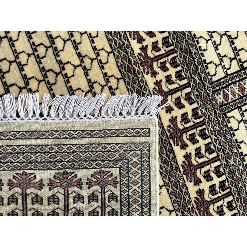 4x6 Feet White Hand Knotted Wool Rug Parda - Image 6