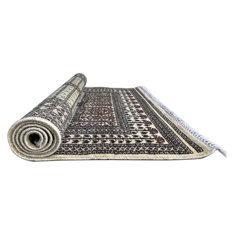 4x6 Feet White Hand Knotted Wool Rug Parda - Image 7