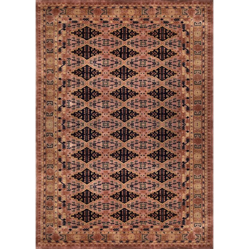 5x7 Feet Peach Hand Knotted Wool Rug Bukhara - Image 2