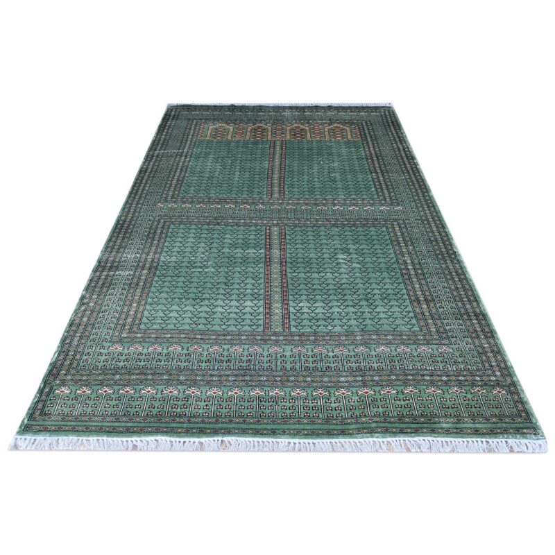 6x9 Feet Green Hand Knotted Art Silk Rug Parda - Image 2