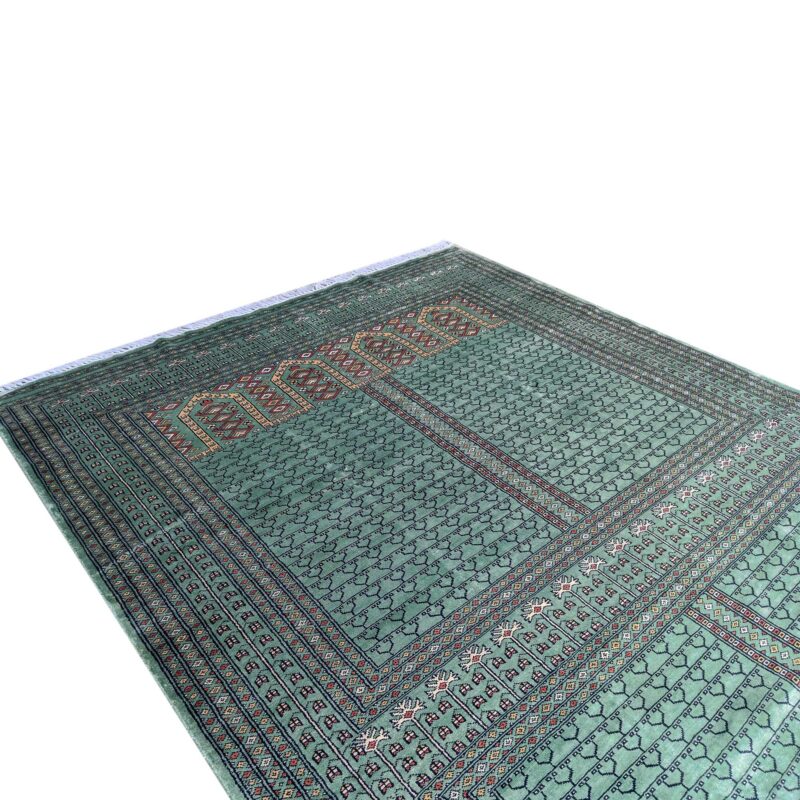 6x9 Feet Green Hand Knotted Art Silk Rug Parda - Image 5