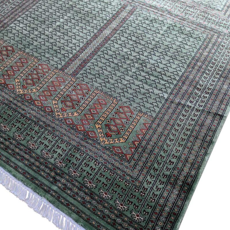 6x9 Feet Green Hand Knotted Art Silk Rug Parda - Image 6