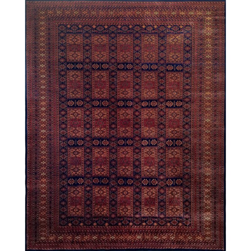 8x10 Feet Black & Brown Hand Knotted Wool Rug Dubba