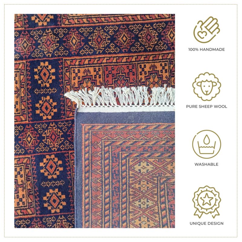 8x10 Feet Black & Brown Hand Knotted Wool Rug Dubba - Image 2