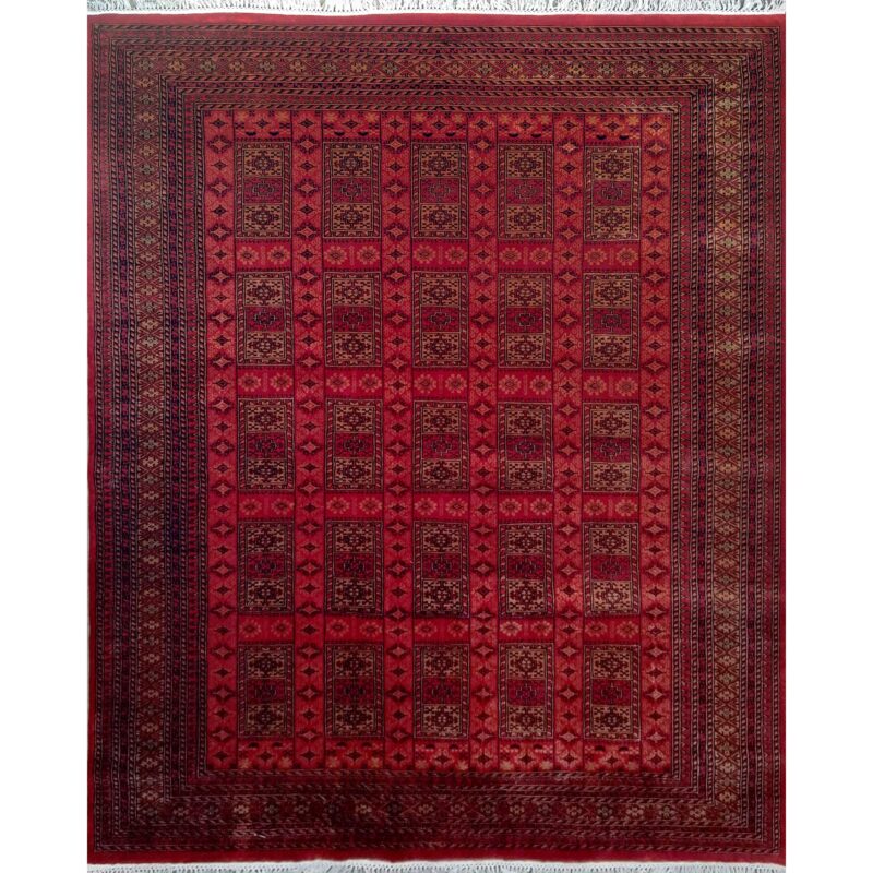 8x10 Feet Red Hand Knotted Wool Rug Dubba