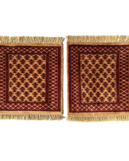 2x2 Feet Hand Knotted Camel Wool Rug 2 PCs