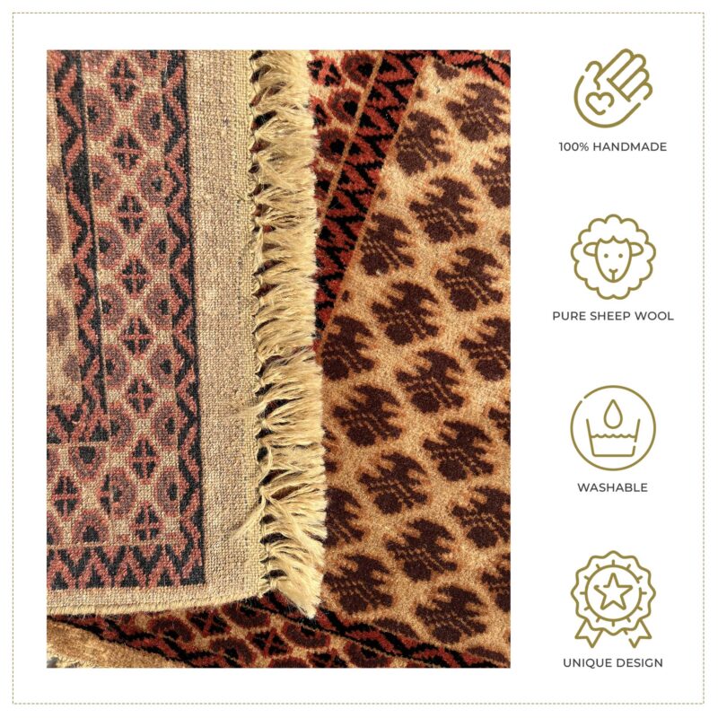 2x2 Feet Hand Knotted Camel Wool Rug 2 PCs - Image 2